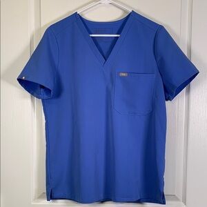 Figs V-Neck Scrub Catarina Blue Hospital Medical Nurse Doctor Size Med EUC #2818